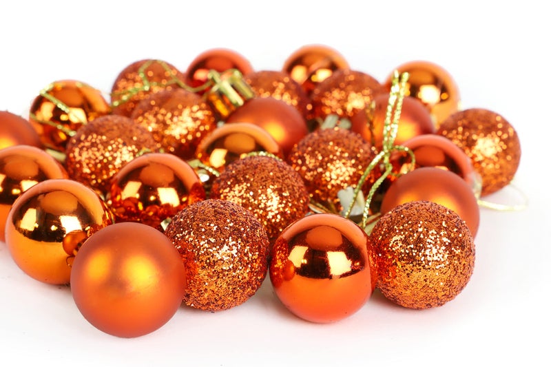 Christmas ConceptsÂ® Pack of 25-25mm Mini Christmas Tree Baubles - Shiny, Matte & Glitter Decorated Ornaments (Copper) - Image 3